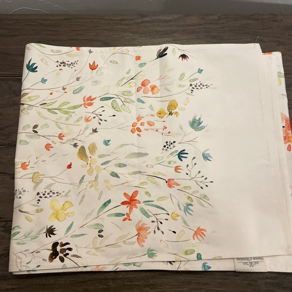 Maison D' Hermine Cotton Water Color Floral Spring Table Runner 15X76 Tablescape - Picture 2 of 7